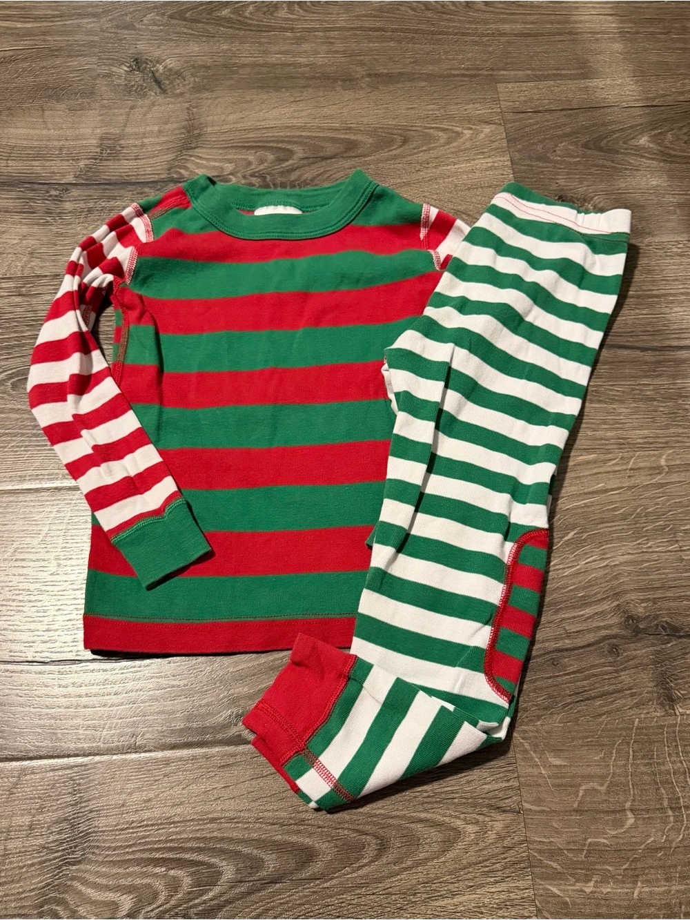 Hanna Andersson Red & Green Striped Kids Pajama Set Size 4